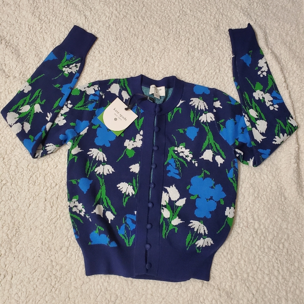 Kate Spade New York Women's Mixed Floral Cardigan - Blue/Green/White XS - Picture 5 of 15